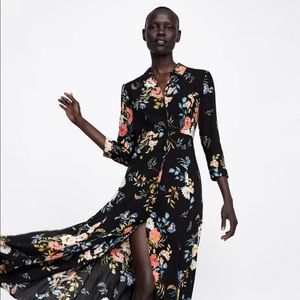 Zara Long Floral Print Dress
